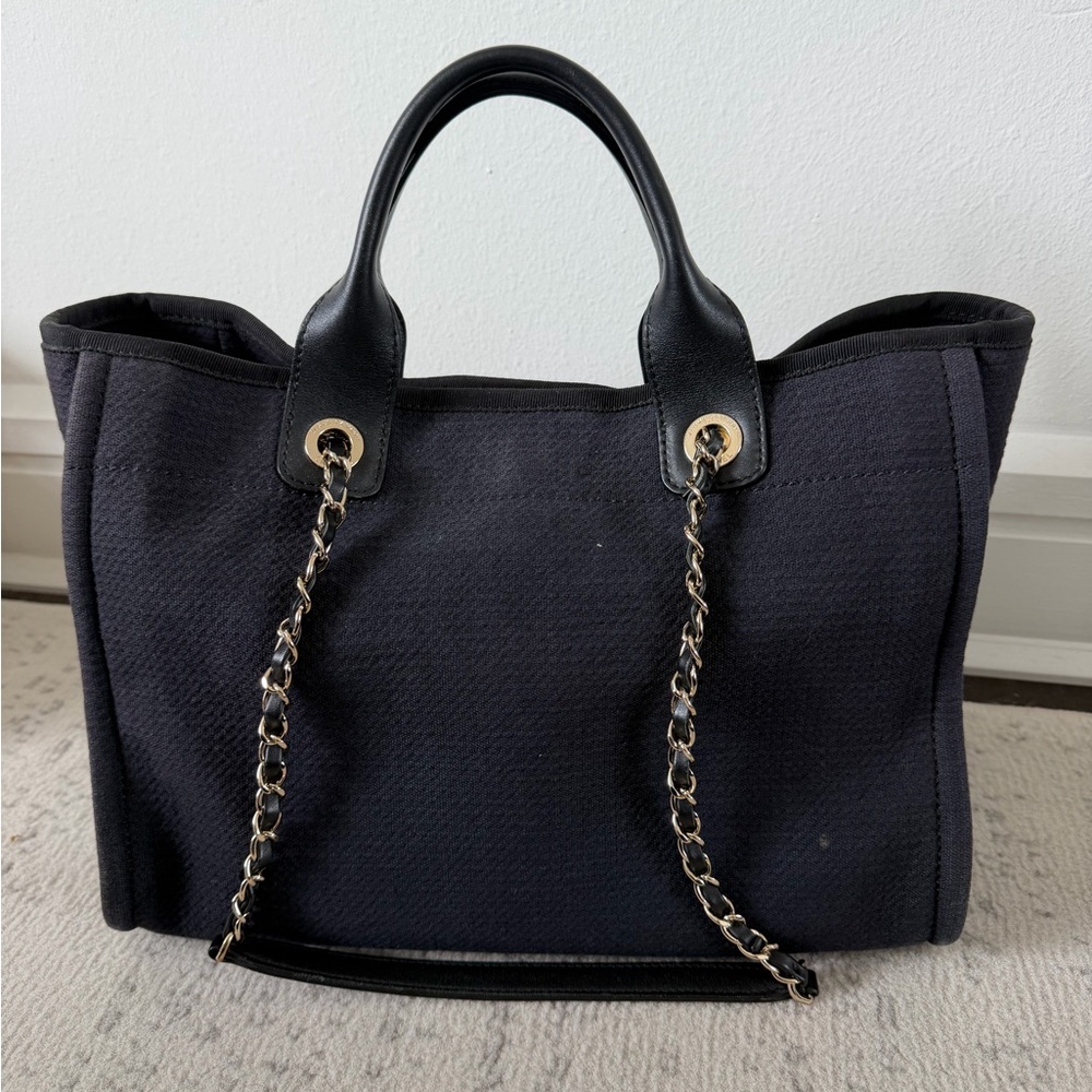 CHANEL Black Canvas Small Deauville Tote - Picture 2 of 6